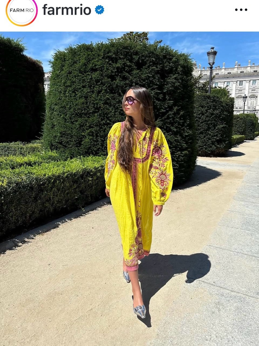 FARM RIO Yellow Embroidered Garden Tapestry Midi Dress
Size XS